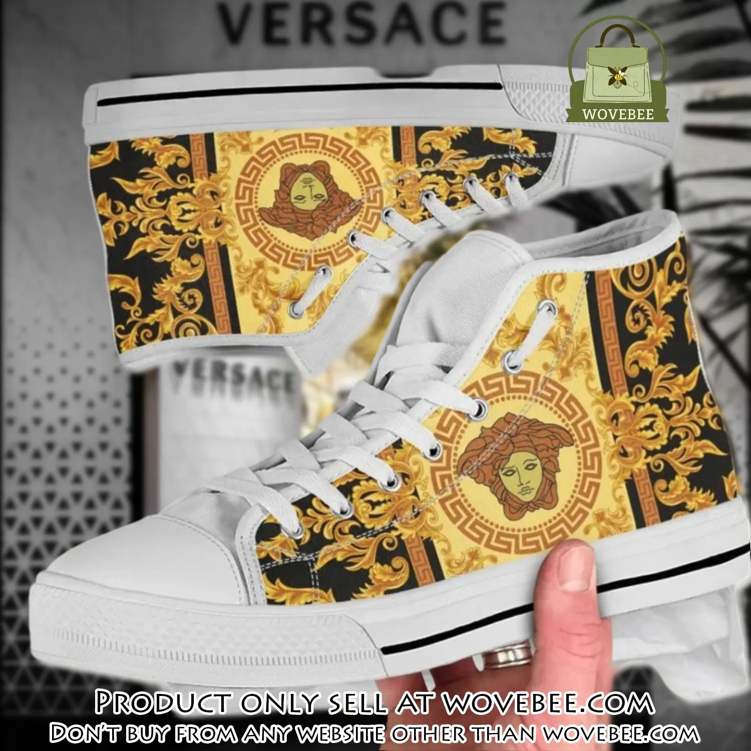 Versace medusa golden high top canvas shoes luxury brand gifts for men women wvb5342924